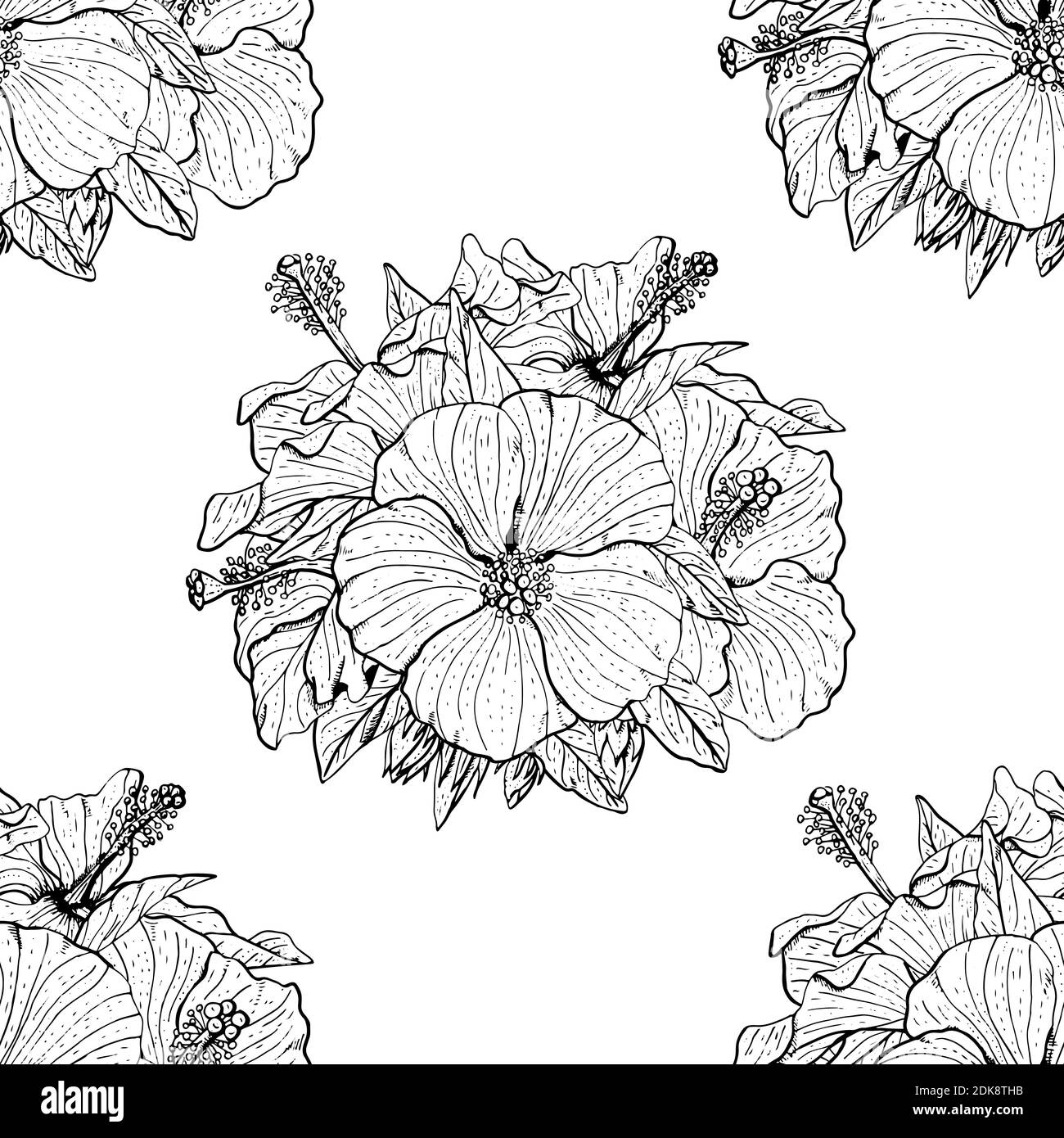 Colorful floral seamless pattern with hand drawn flowers on white ...