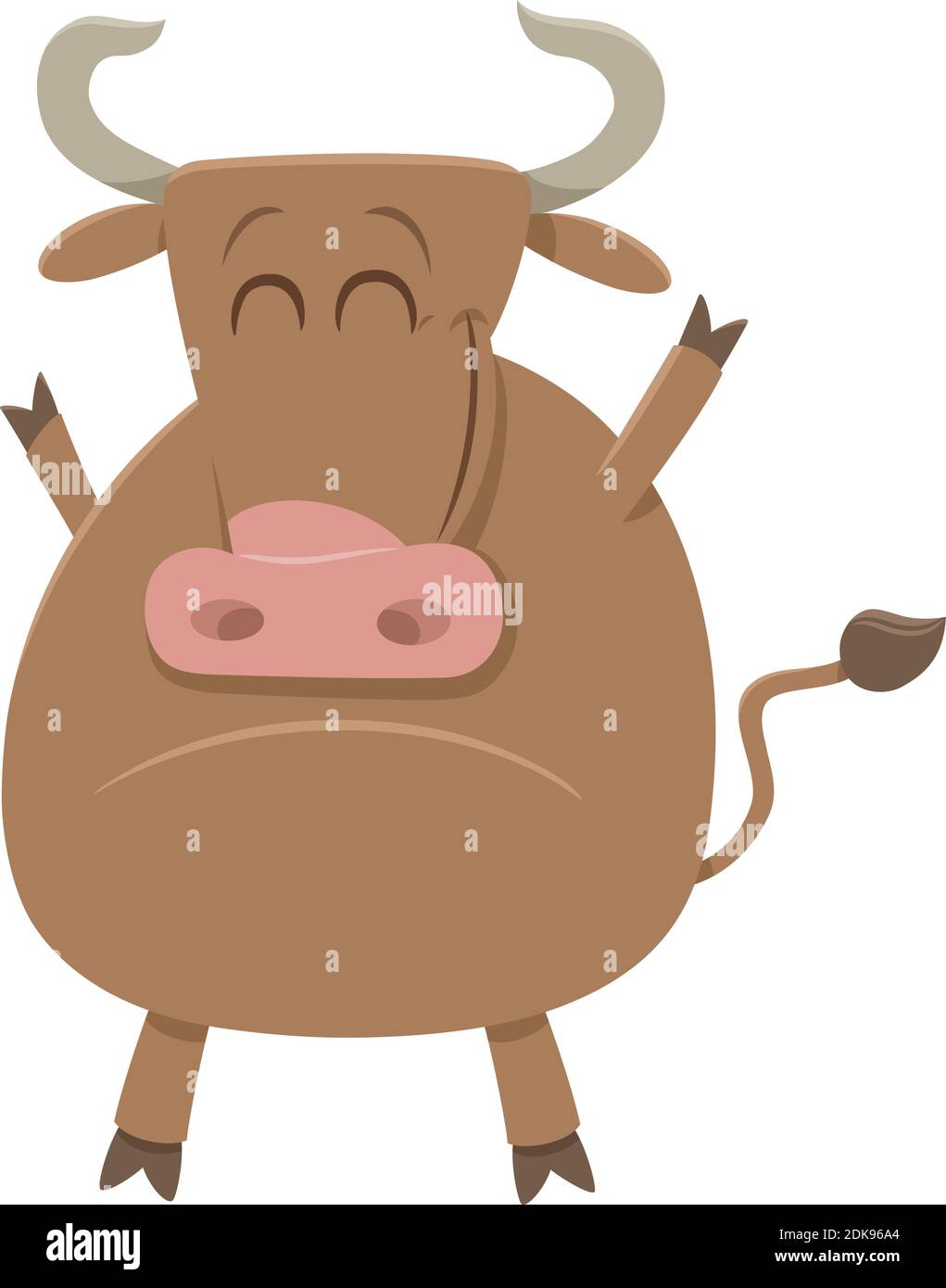 Cartoon illustration of happy bull farm animal character Stock Vector