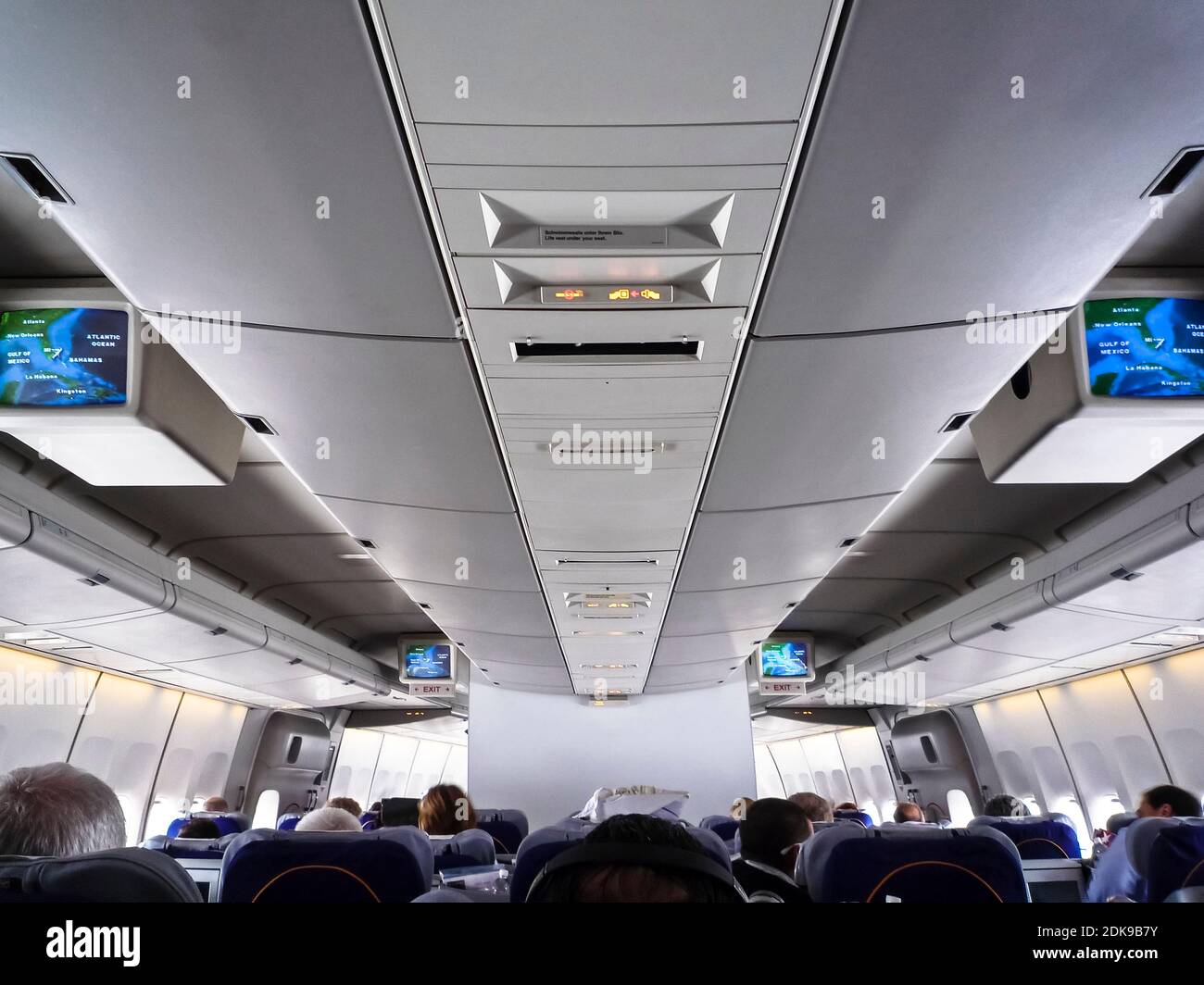Boeing 747 Business Class Section, Interior, Stock Photo