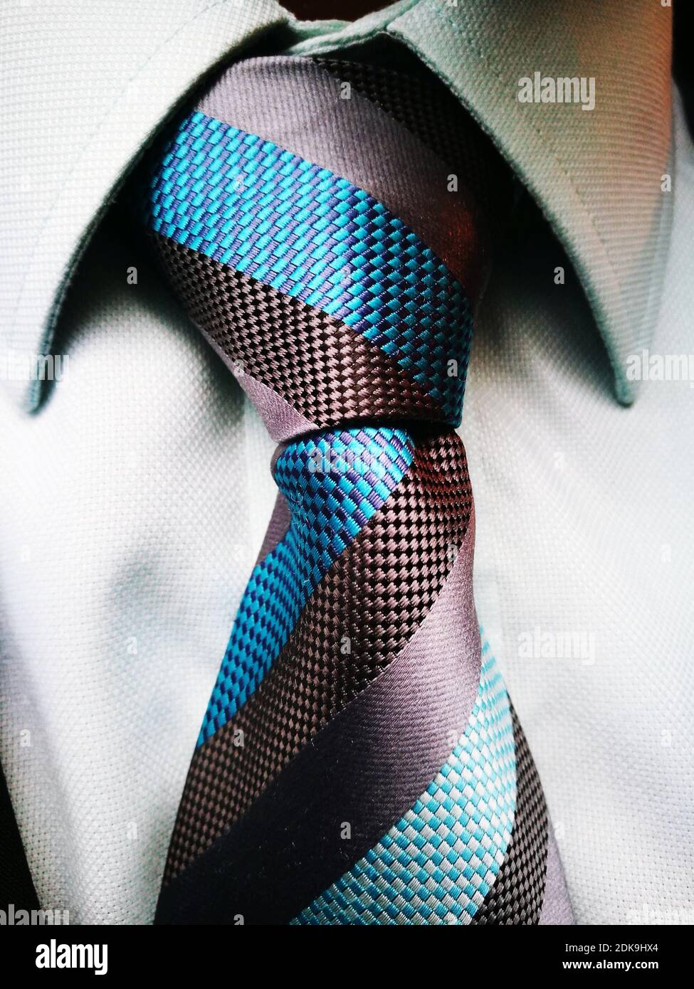 Close-up Of Button Up Shirt With Necktie Stock Photo