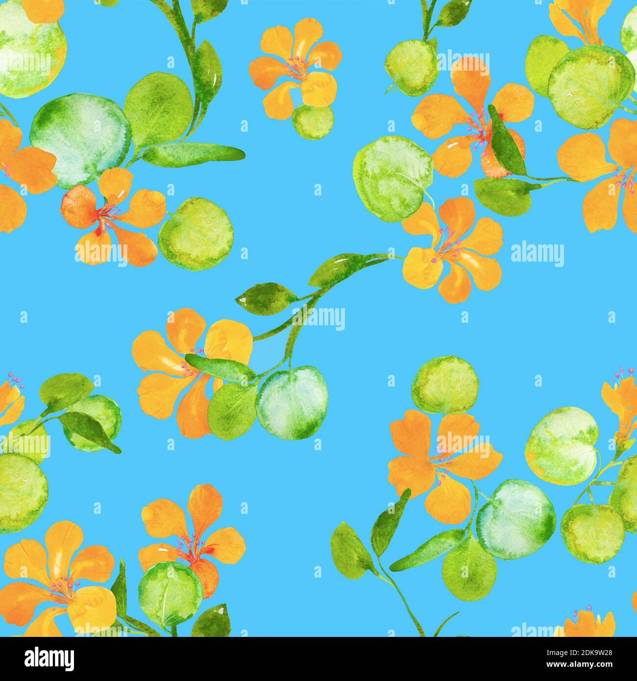 Seamless watercolour floral pattern green leaves and branches Stock ...