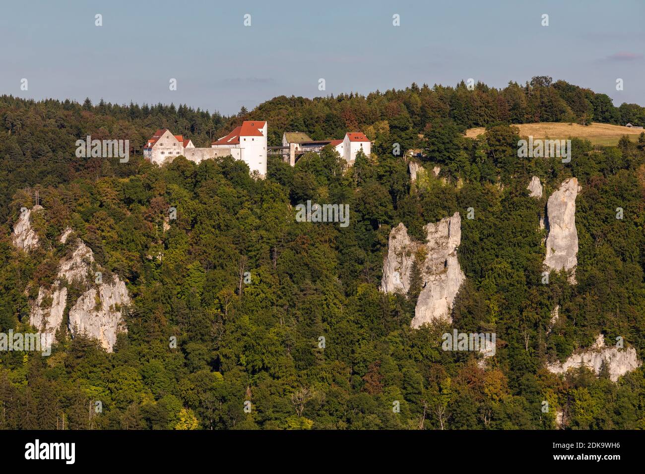 Germany, Baden-Wuerttemberg, Swabian Alb, Upper Danube Nature Park, Upper Danube Valley, Wildenstein Castle, youth hostel Stock Photo