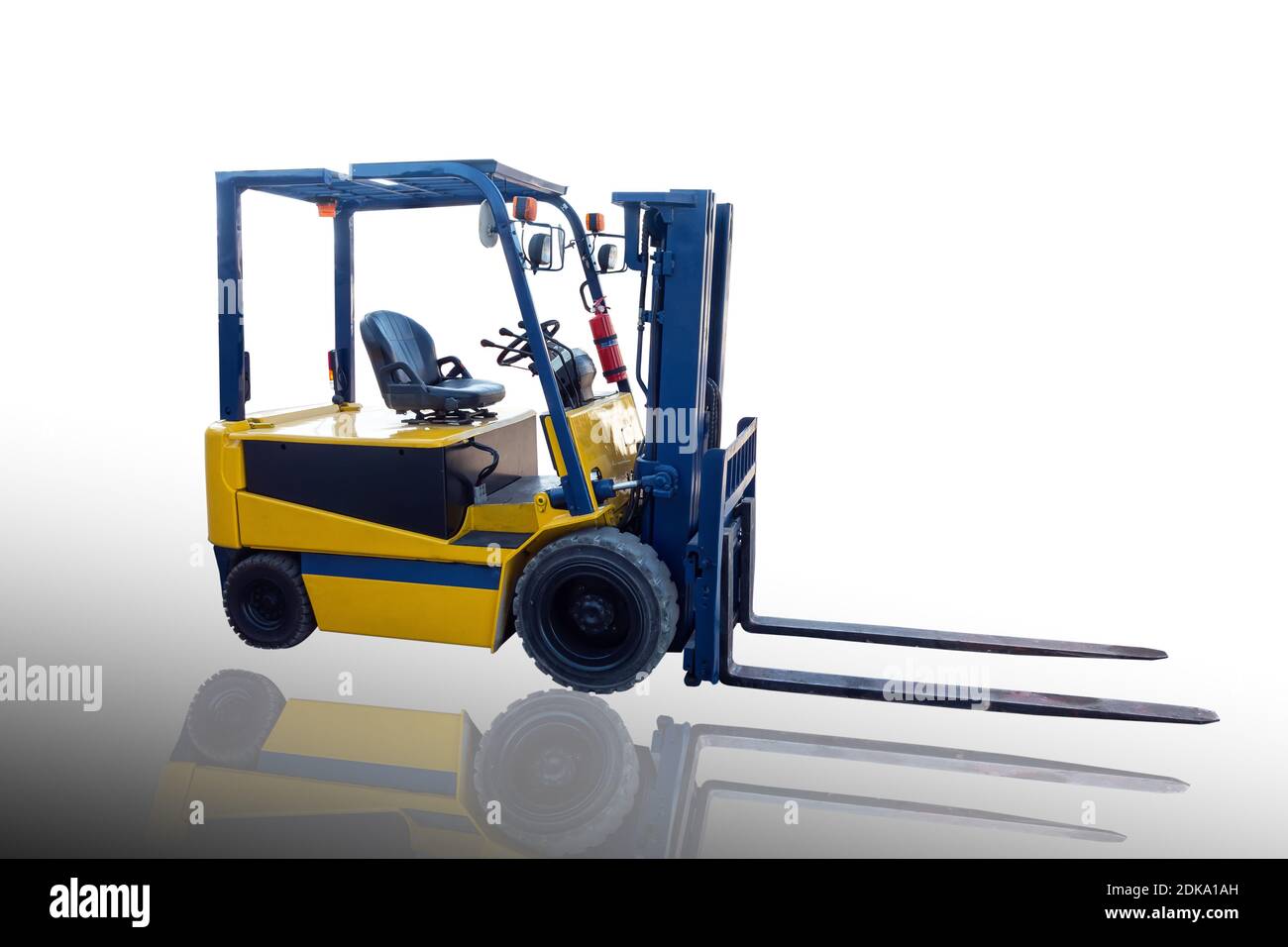 Forklift Against White Background Stock Photo - Alamy