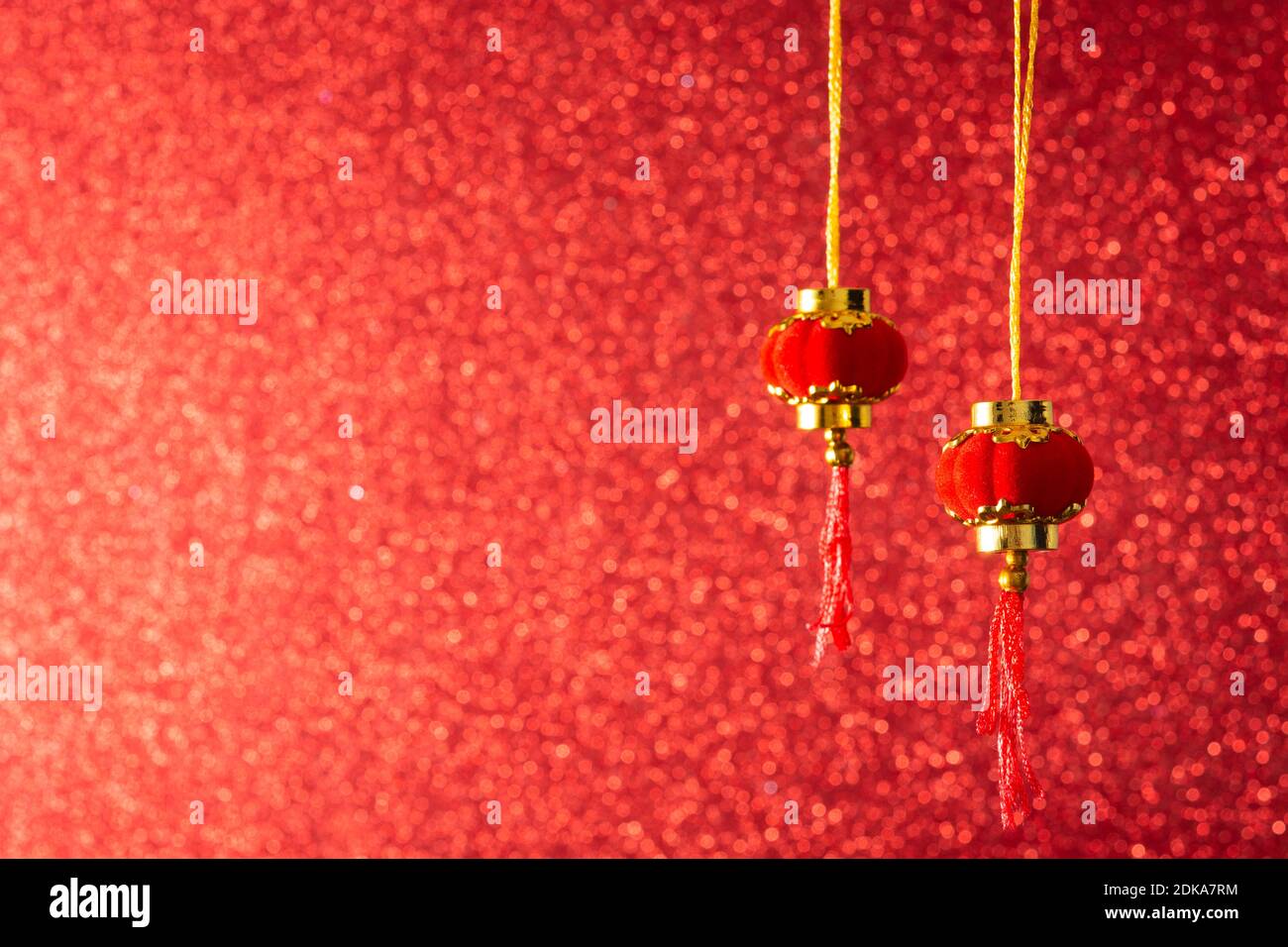 Little lantern decoration for Chinese new year festival on red ...