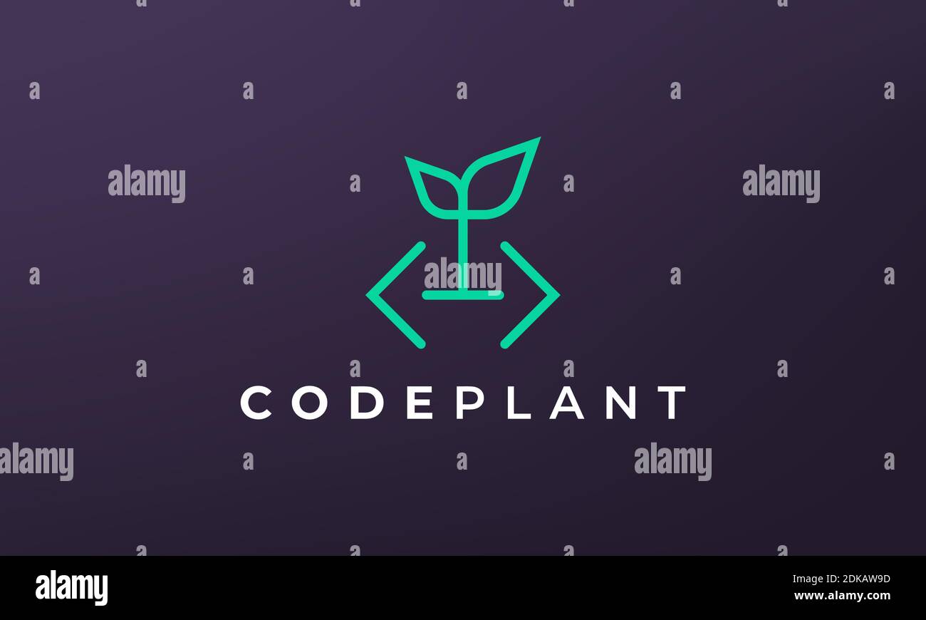 leaf plant coding logo in a simple and modern style Stock Vector