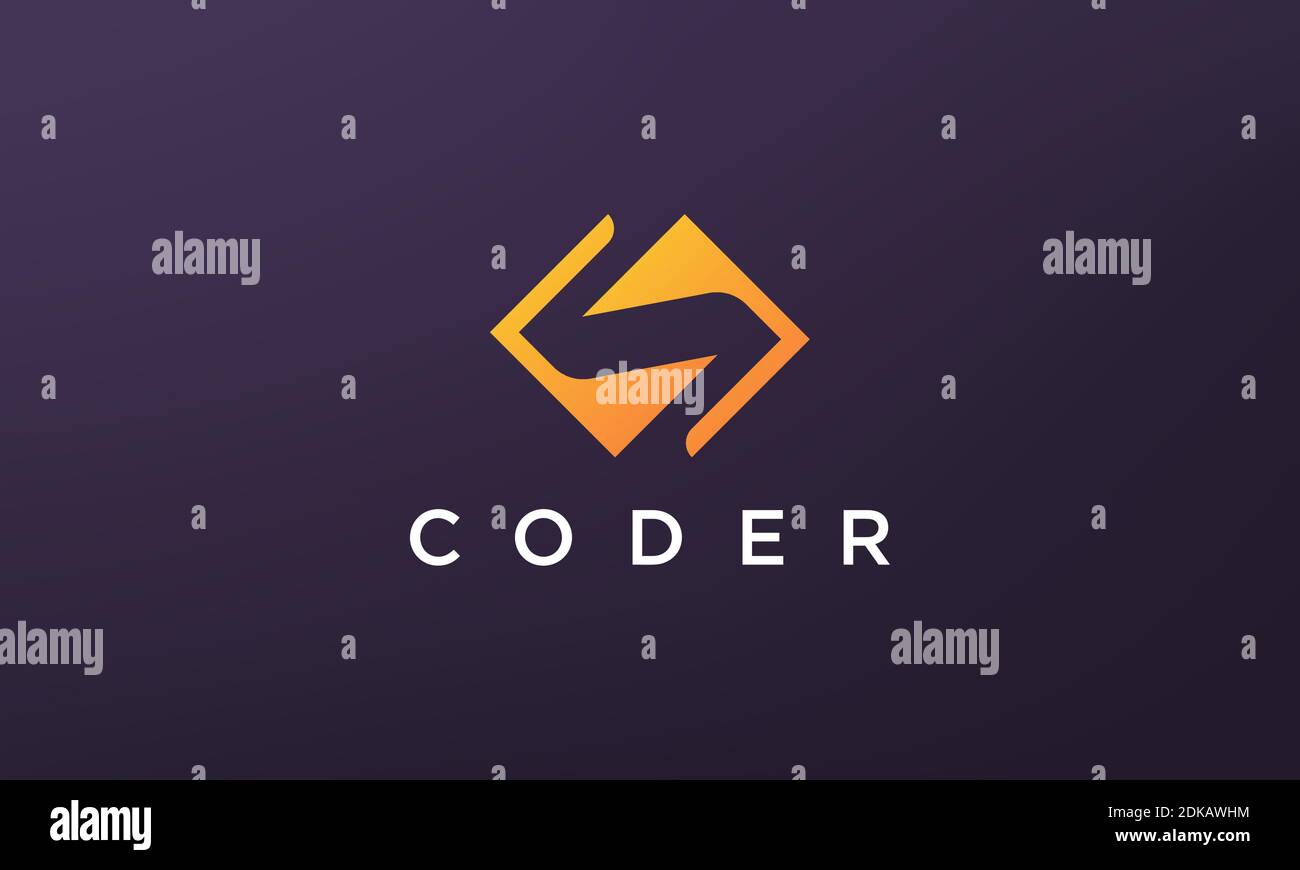 programming code technology logo in a simple and modern style Stock ...