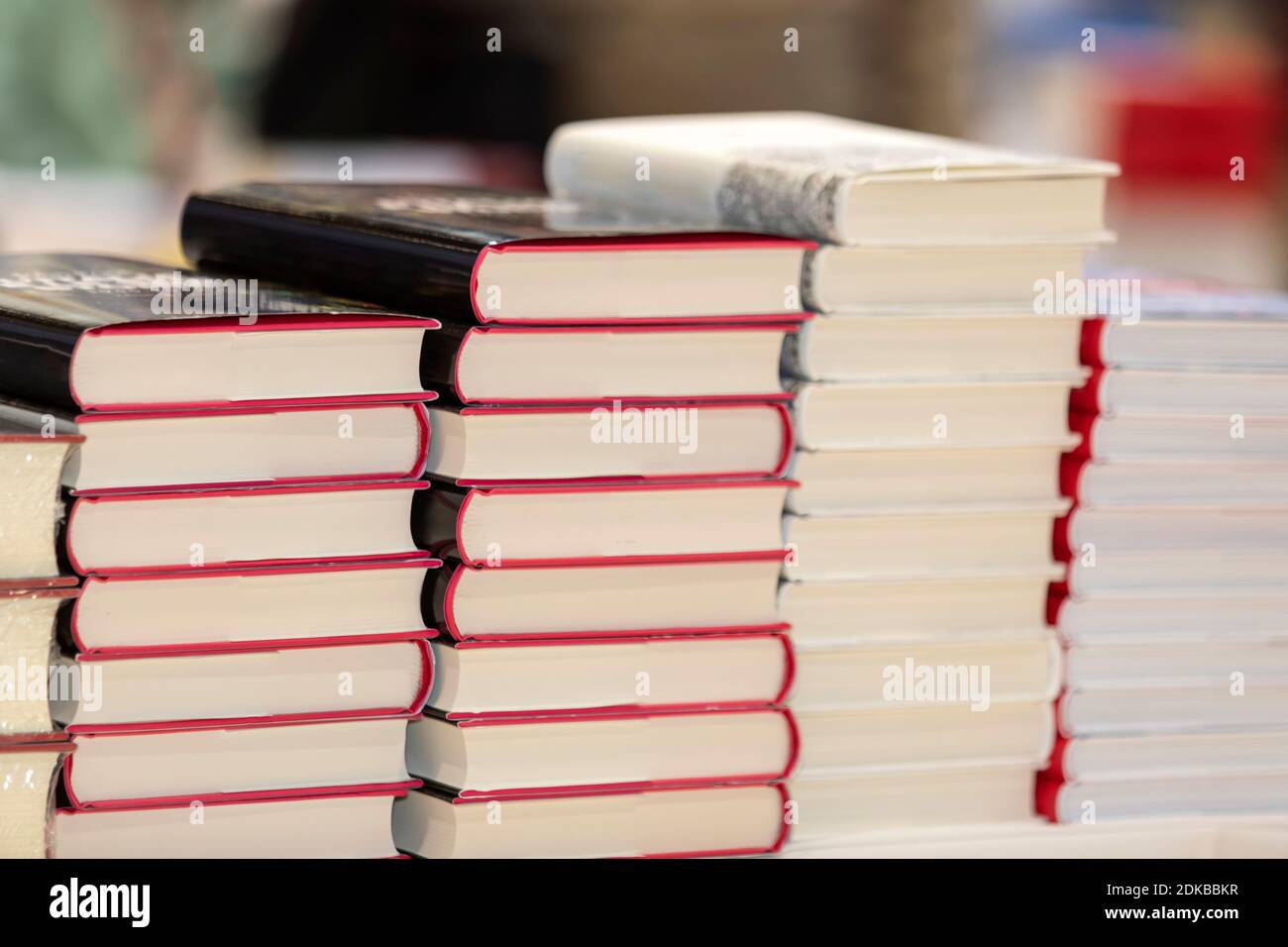 Pile Of Books Form A Column. Group Of Stacked Books Stock Photo Alamy