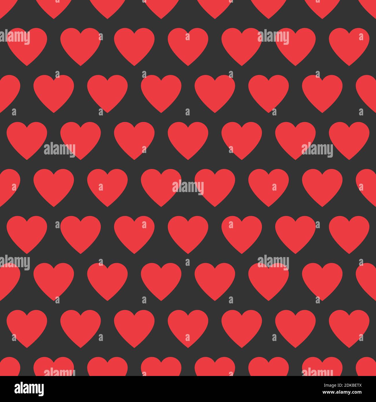 Love Background Seamless Pattern. Red hearts on dark background. Vector ...