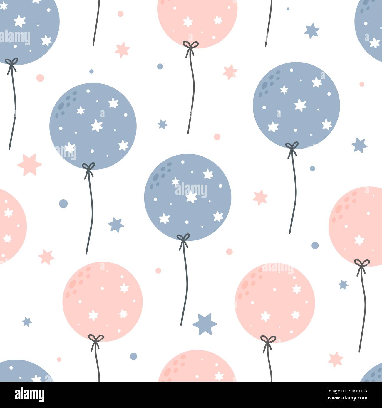 Cute childish seamless pattern with blue and pink balloons isolated on ...