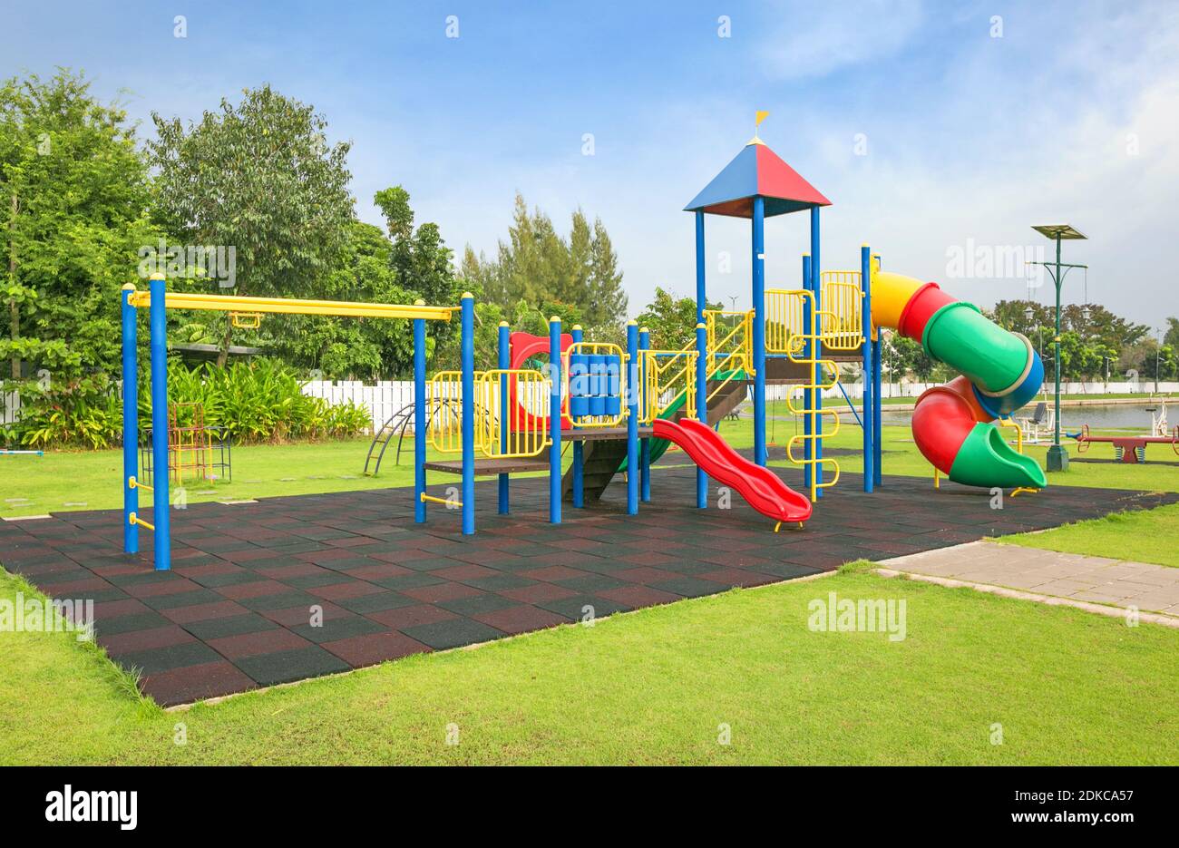 Outdoor Playing Equipment On Playground Stock Photo Alamy