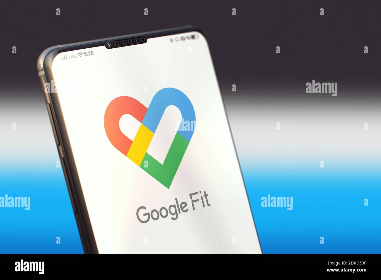 KYIV, UKRAINE-JUNE, 2020: Google Fit Mobile Application on the Cellphone Screen. Close Up Studio Shot of Smartphone with Google Fit Application. Stock Photo