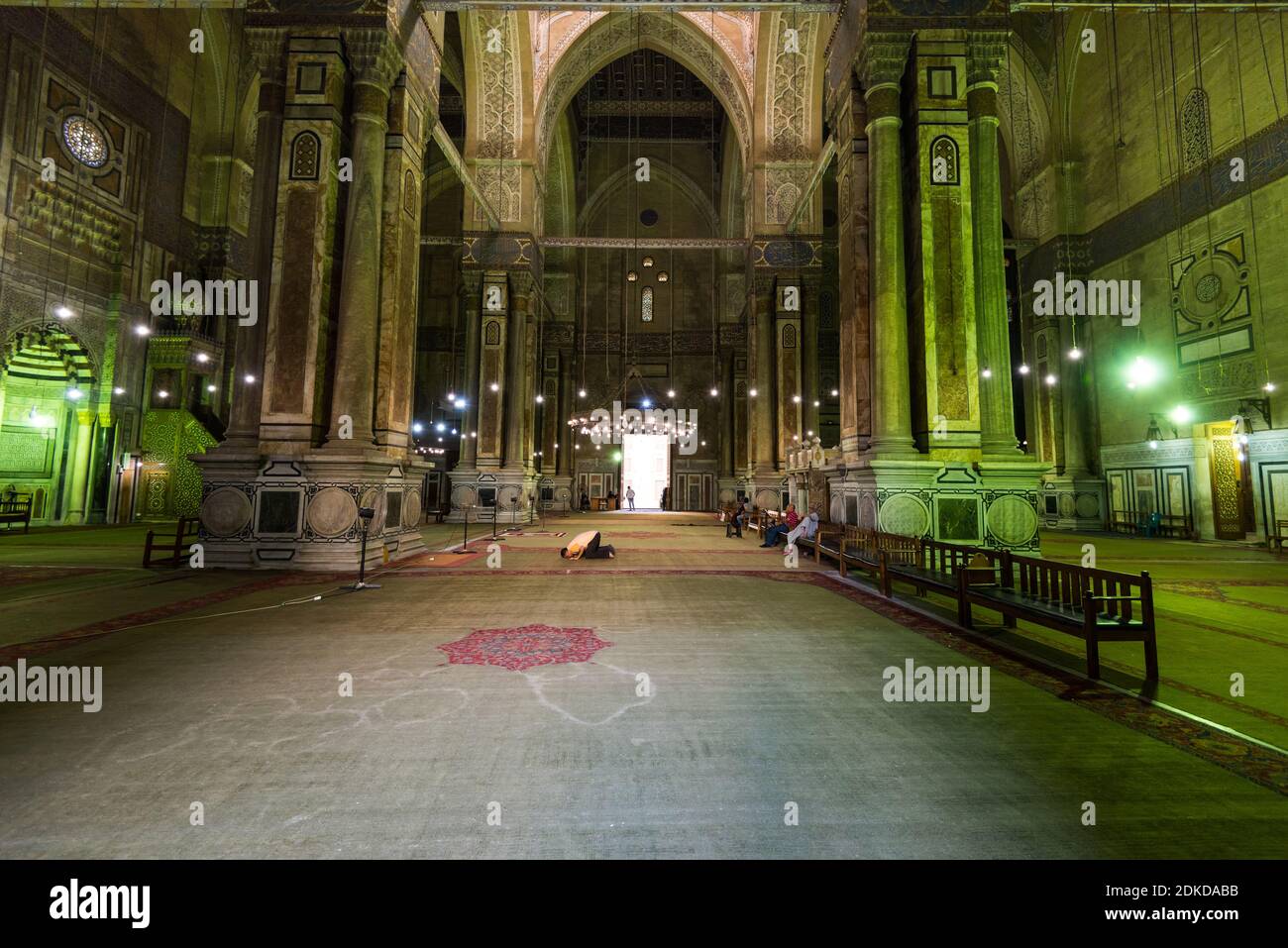 Interiors of the Mosque of Al Rifai (Al-Refai, Al-Refa'i or the Refaai Mosque), adjacent to the Cairo Citadel in Egypt, opposite the Mosque-Madrassa o Stock Photo