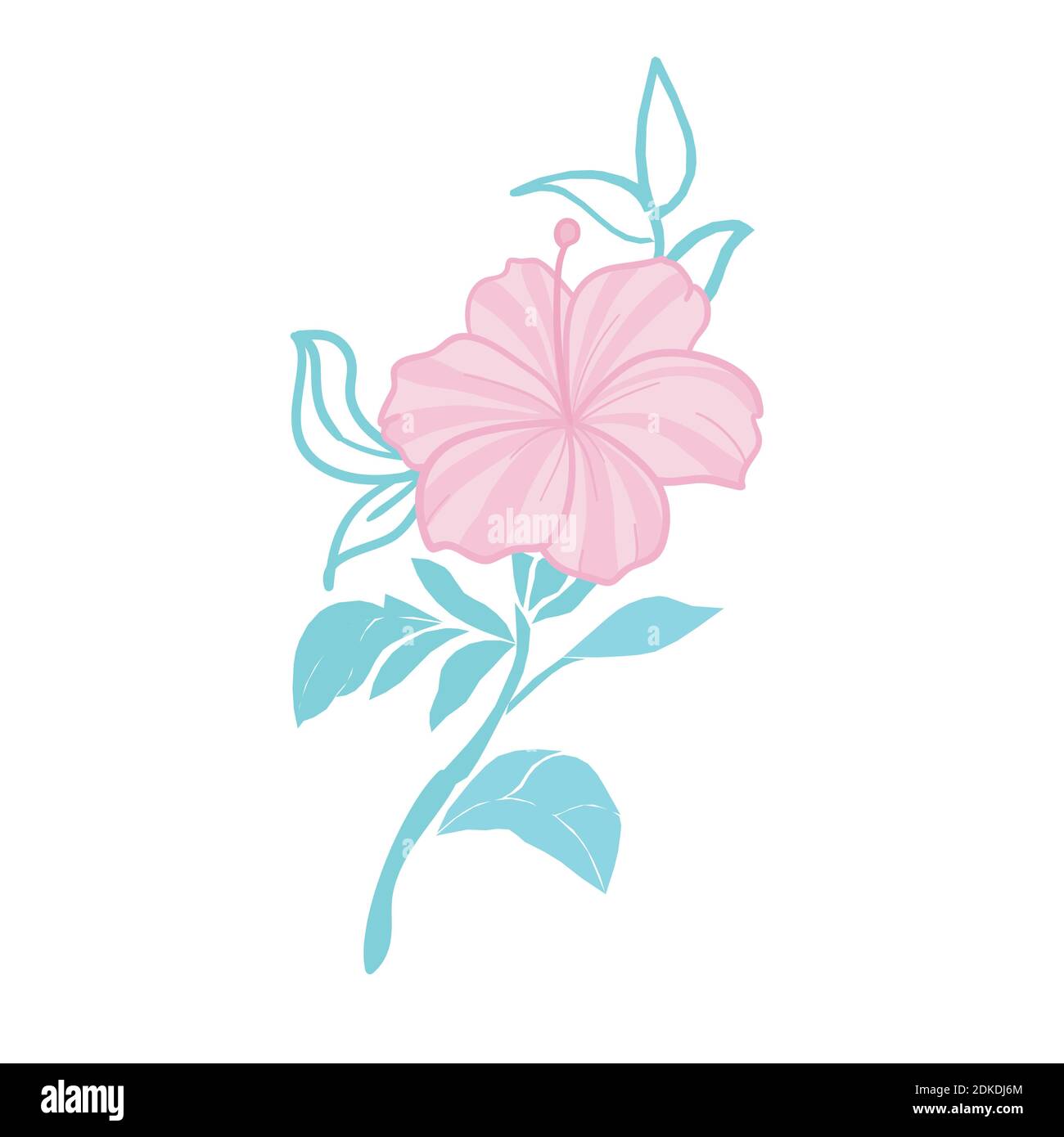 Tropical flowers elements. Collection of hibiscus flowers on a white background. Vector illustration bundle. Stock Vector