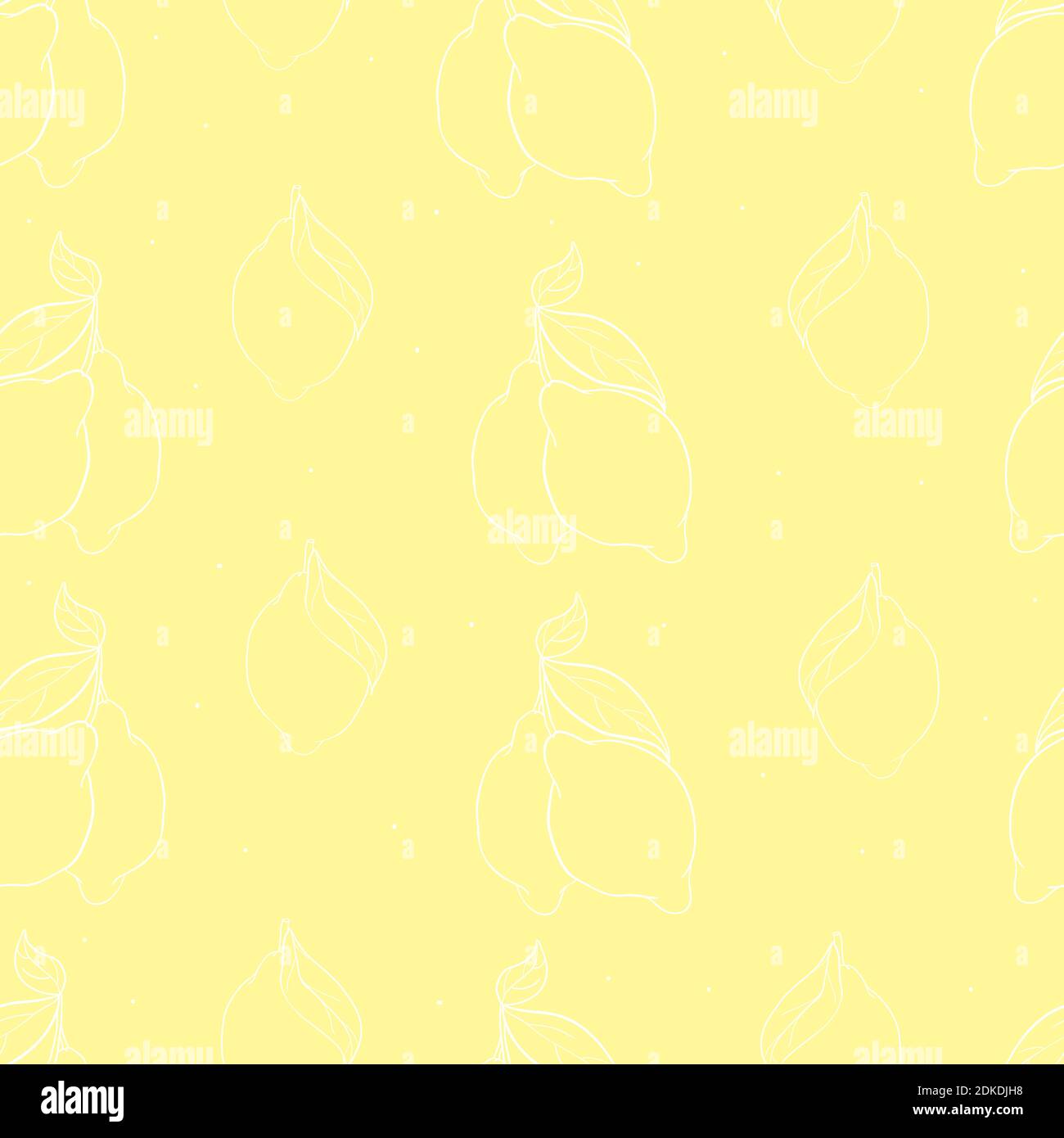 seamless pattern with lemons on the white background. Vector illustration. Hand drawn background. Stock Vector