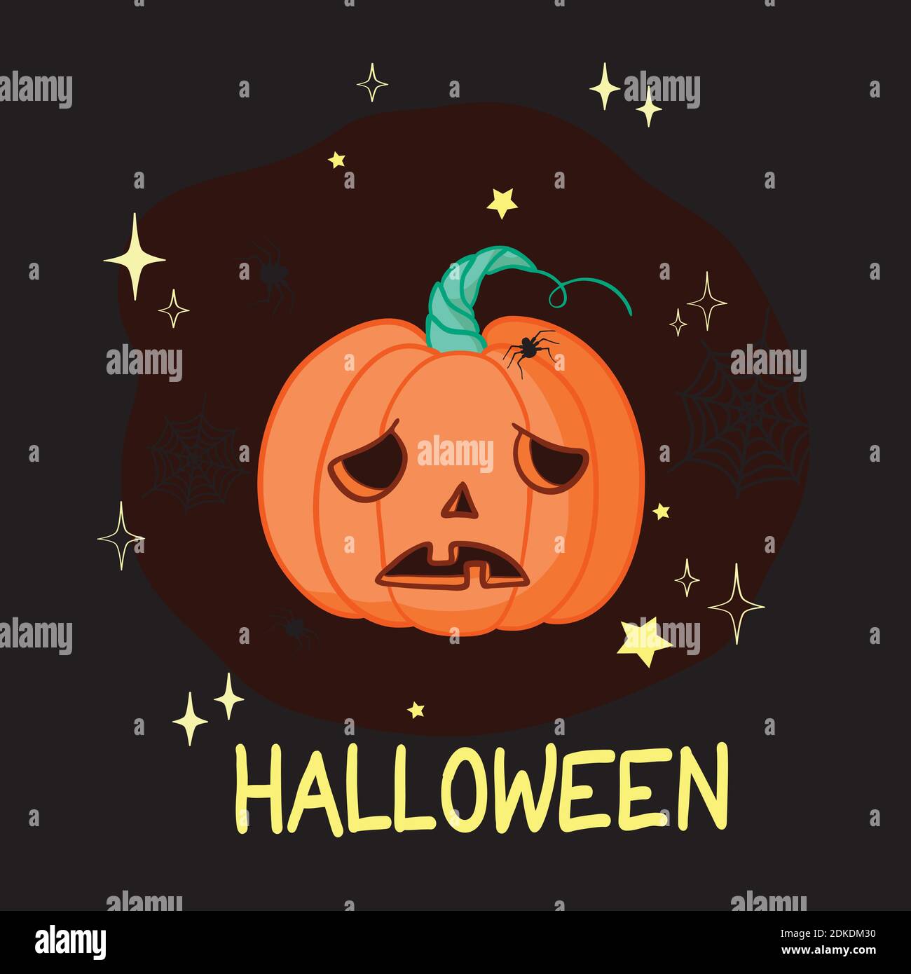 Cartoon halloween pumpkin wearing witch hat isolated Stock Vector Image ...