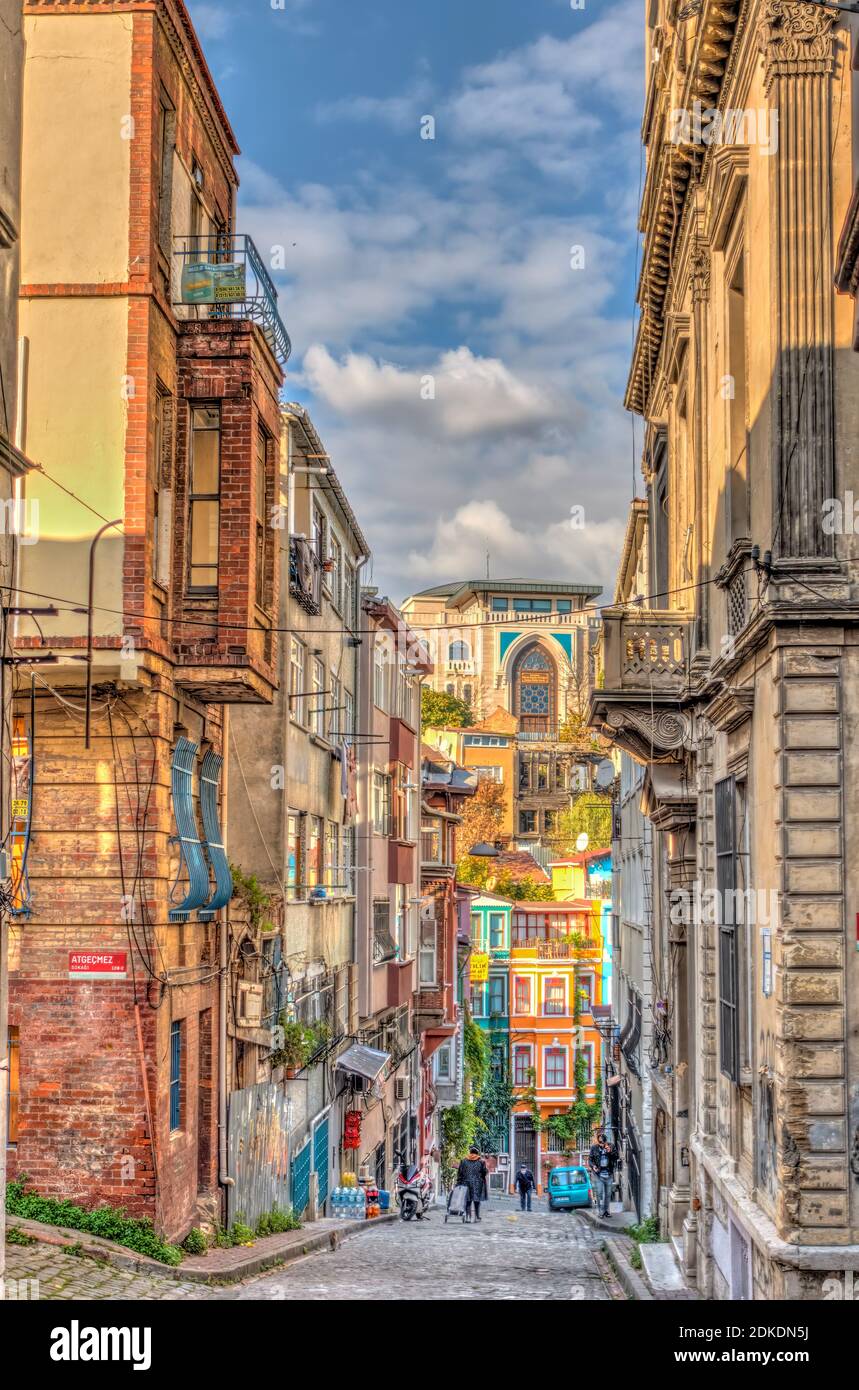 Balat district, Istanbul, HDR Image Stock Photo