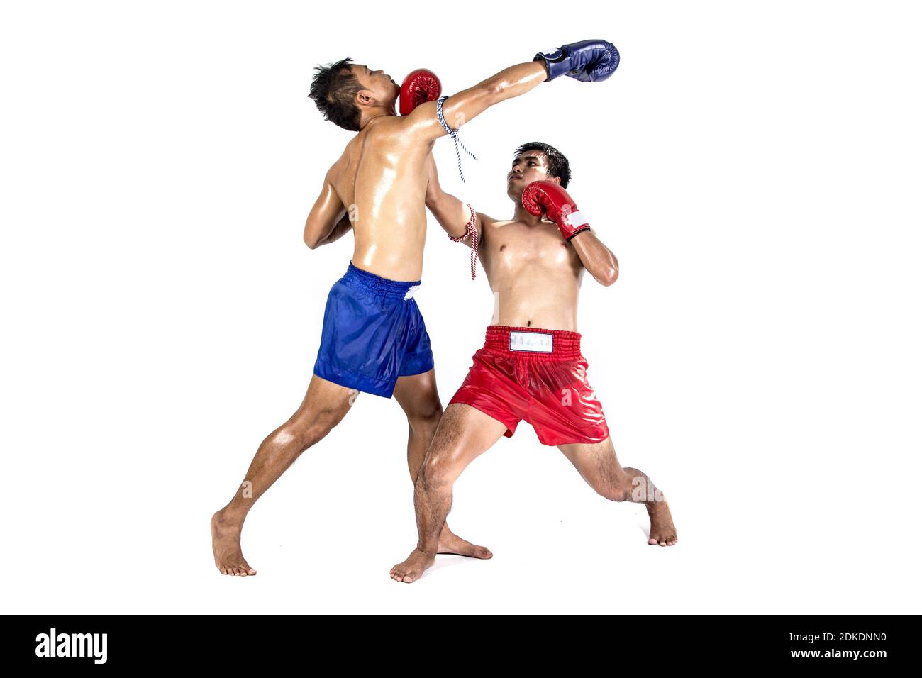 Two thai boxers exercising traditional martial art, Isolated on white background Stock Photo Alamy