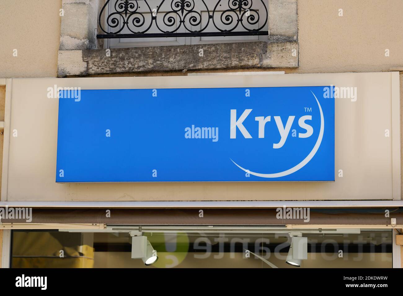 Bordeaux , Aquitaine  France - 11 21 2020 : krys optic logo blue and text sign front of optician shop glass optic store brand company Stock Photo