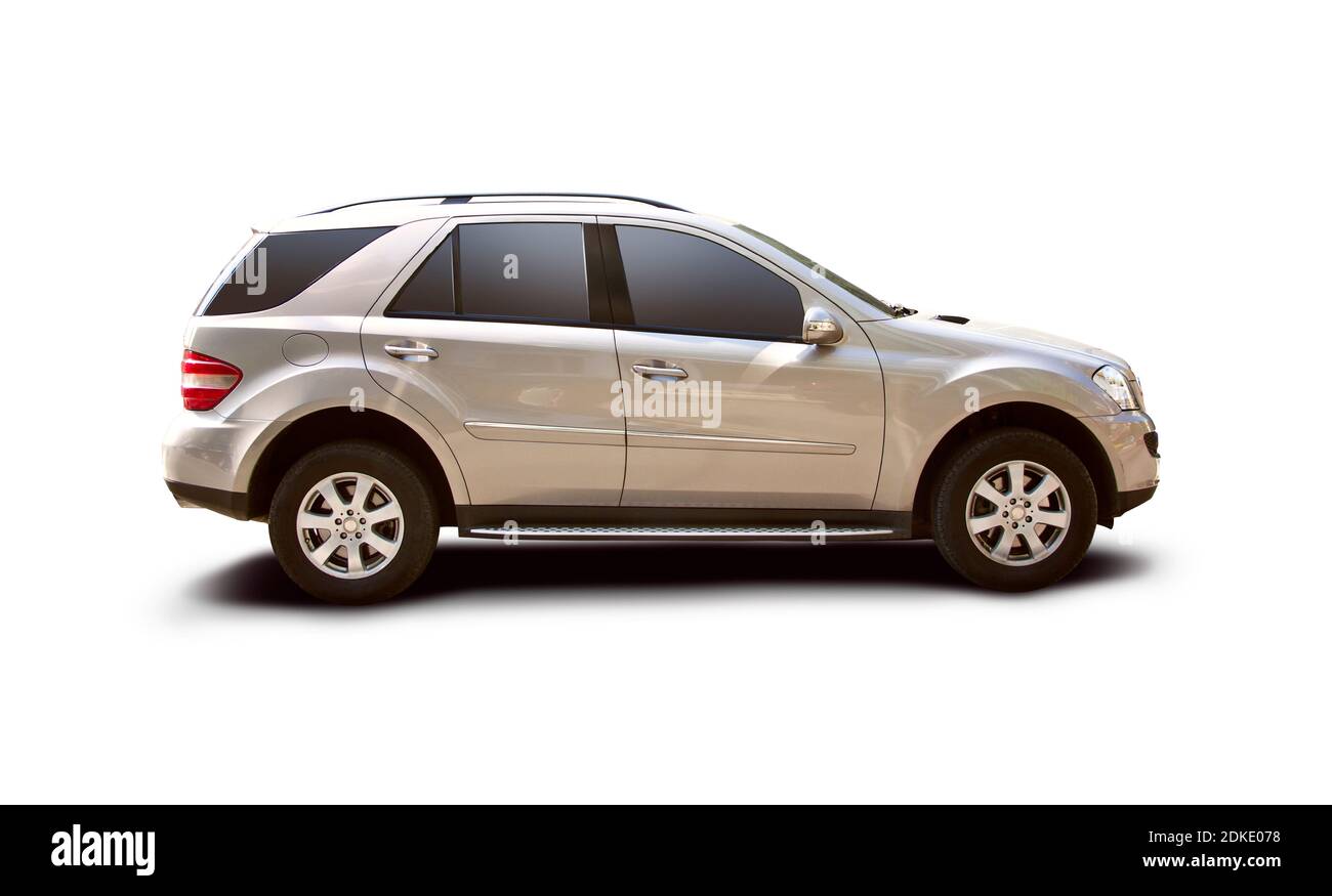 German SUV car side view isolated on white background Stock Photo