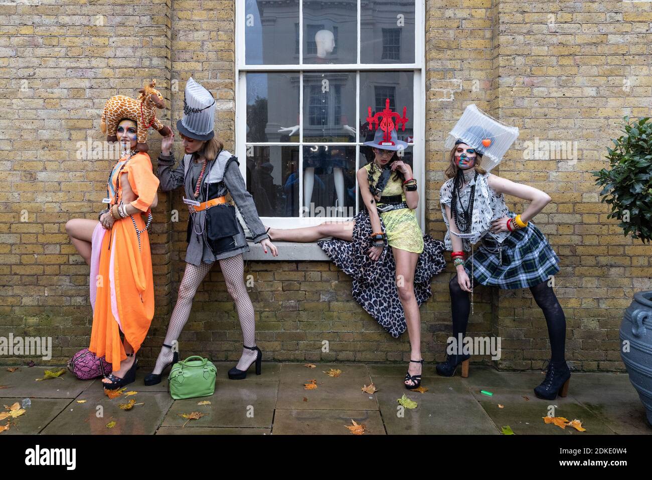 During lockdown, Fashion designer, Pierre Garroudi has models walk down Chelsea's Kings Road for impromptu fashion show Featuring: Atmosphere Where: London, United Kingdom When: 14 Nov 2020 Credit: Phil Lewis/WENN Stock Photo