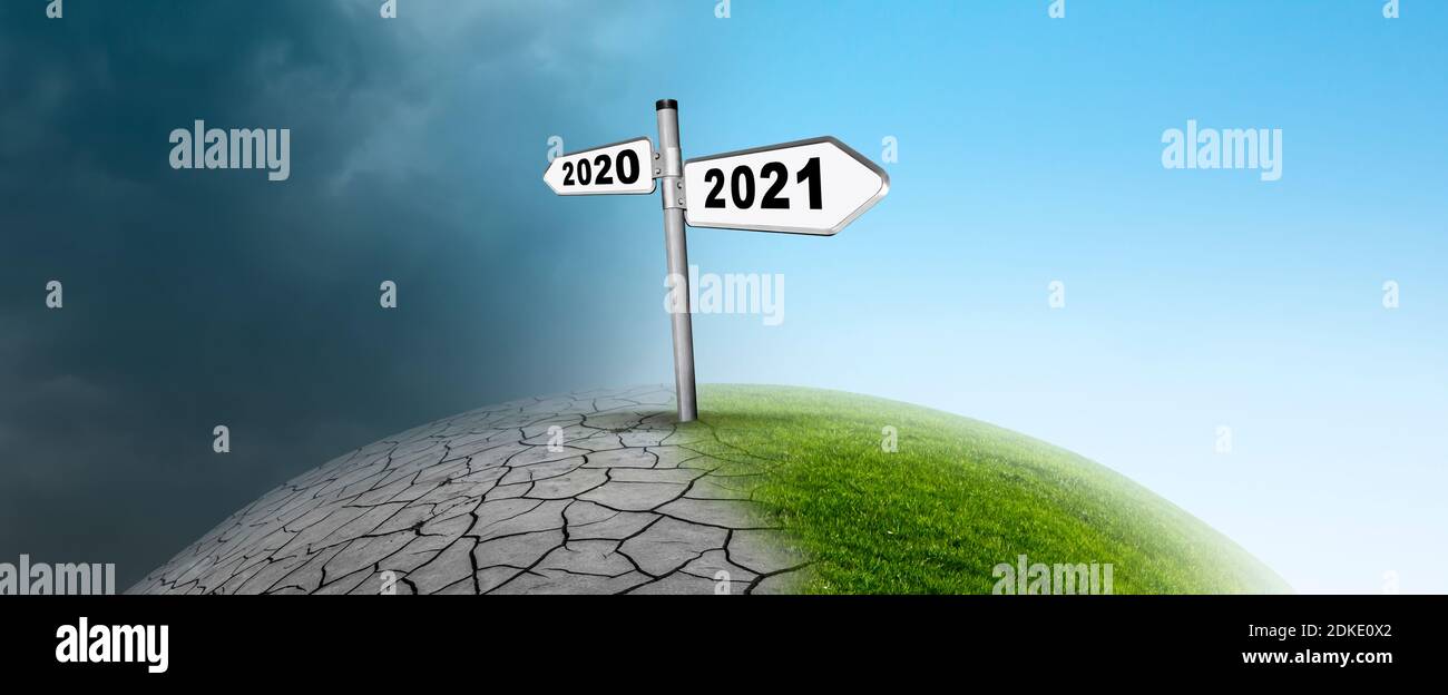 Change from 2020 to 2021 in climate change Stock Photo