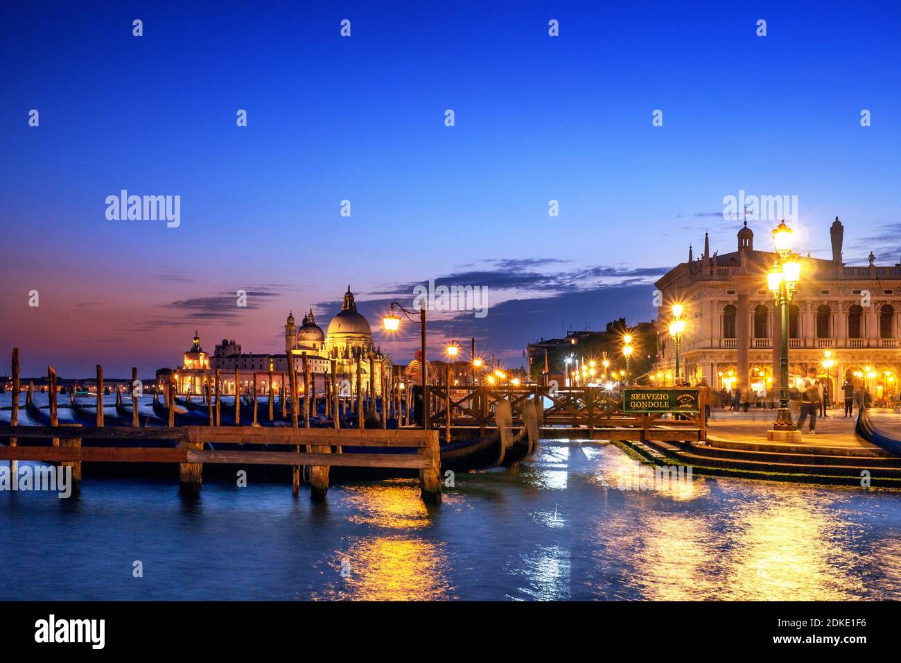 Venice with St. Mark's Square and the pier at the blue hour Stock Photo