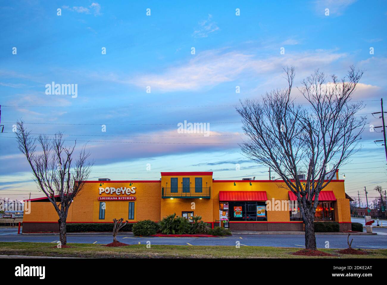 Augusta, Ga USA 12 15 20 Popeyes Fried Chicken restaurant side view