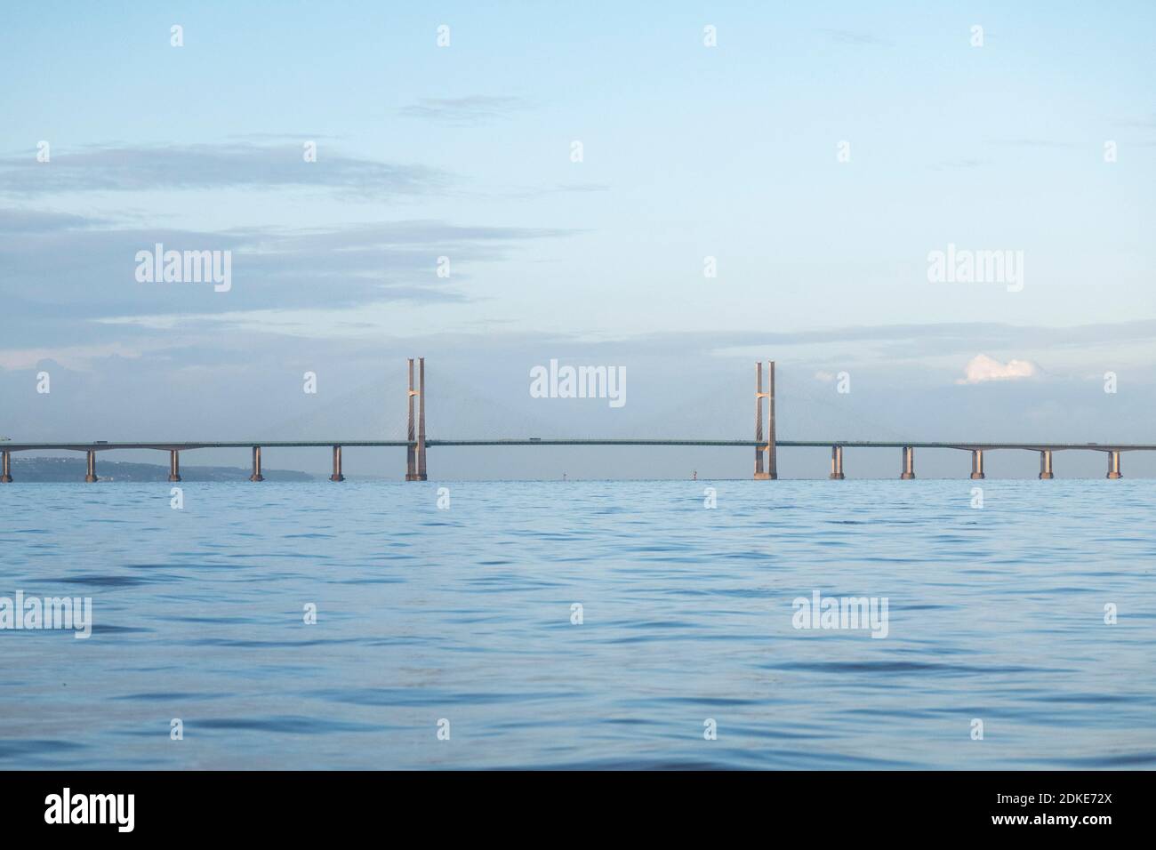 The Second Severn Crossing —officially renamed the Prince of Wales Bridge —is the M4 motorway bridge over the River Severn between England and Wales. Stock Photo