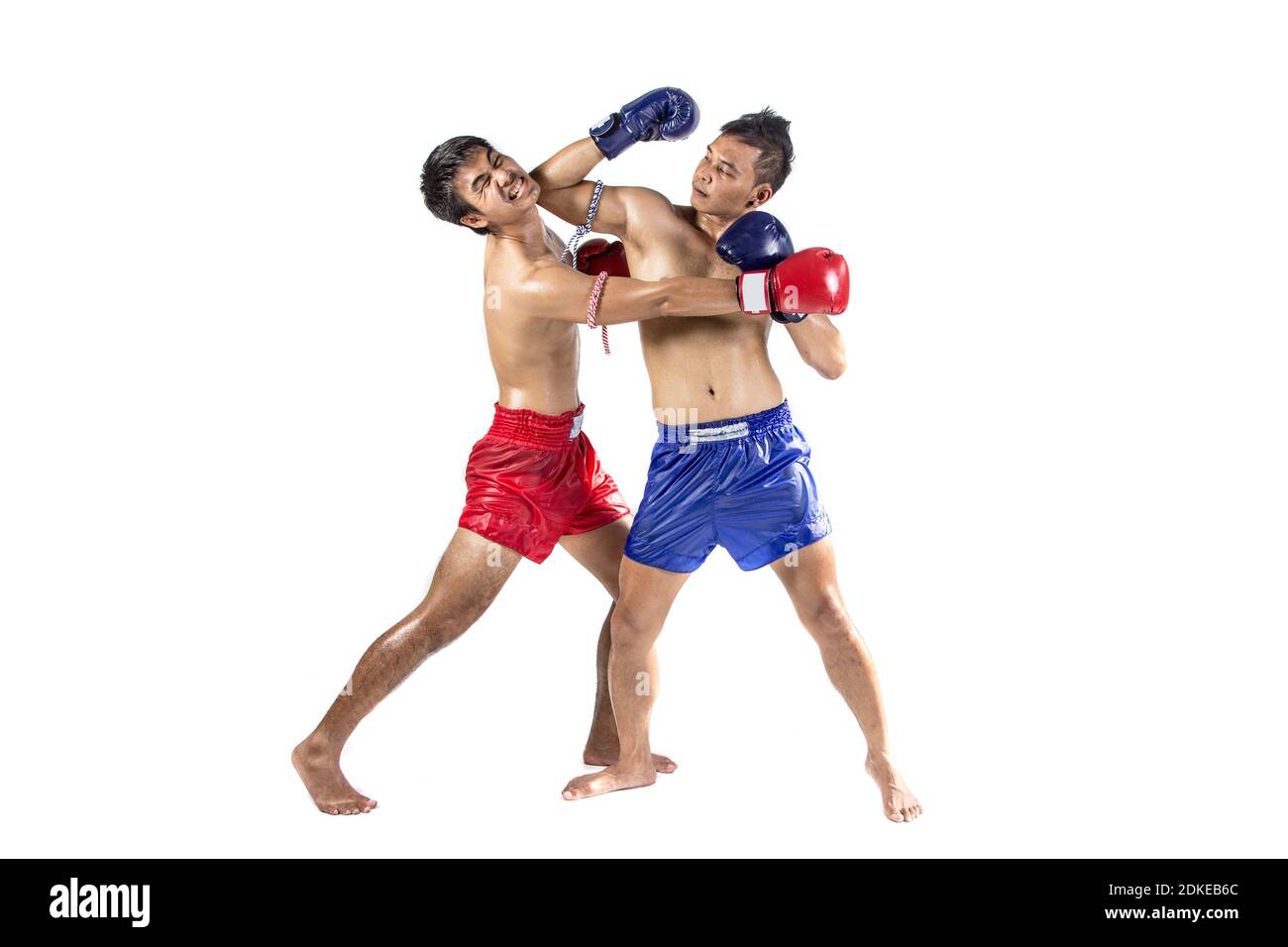 Two thai boxers exercising traditional martial art, Isolated on white background Stock Photo Alamy
