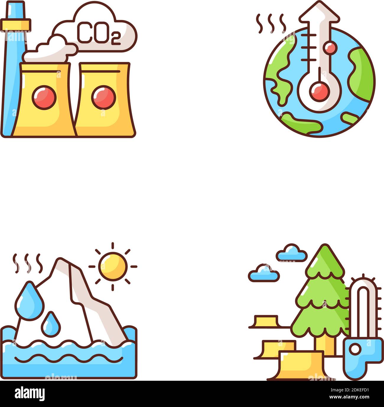 Global warming RGB color icons set Stock Vector Image & Art - Alamy