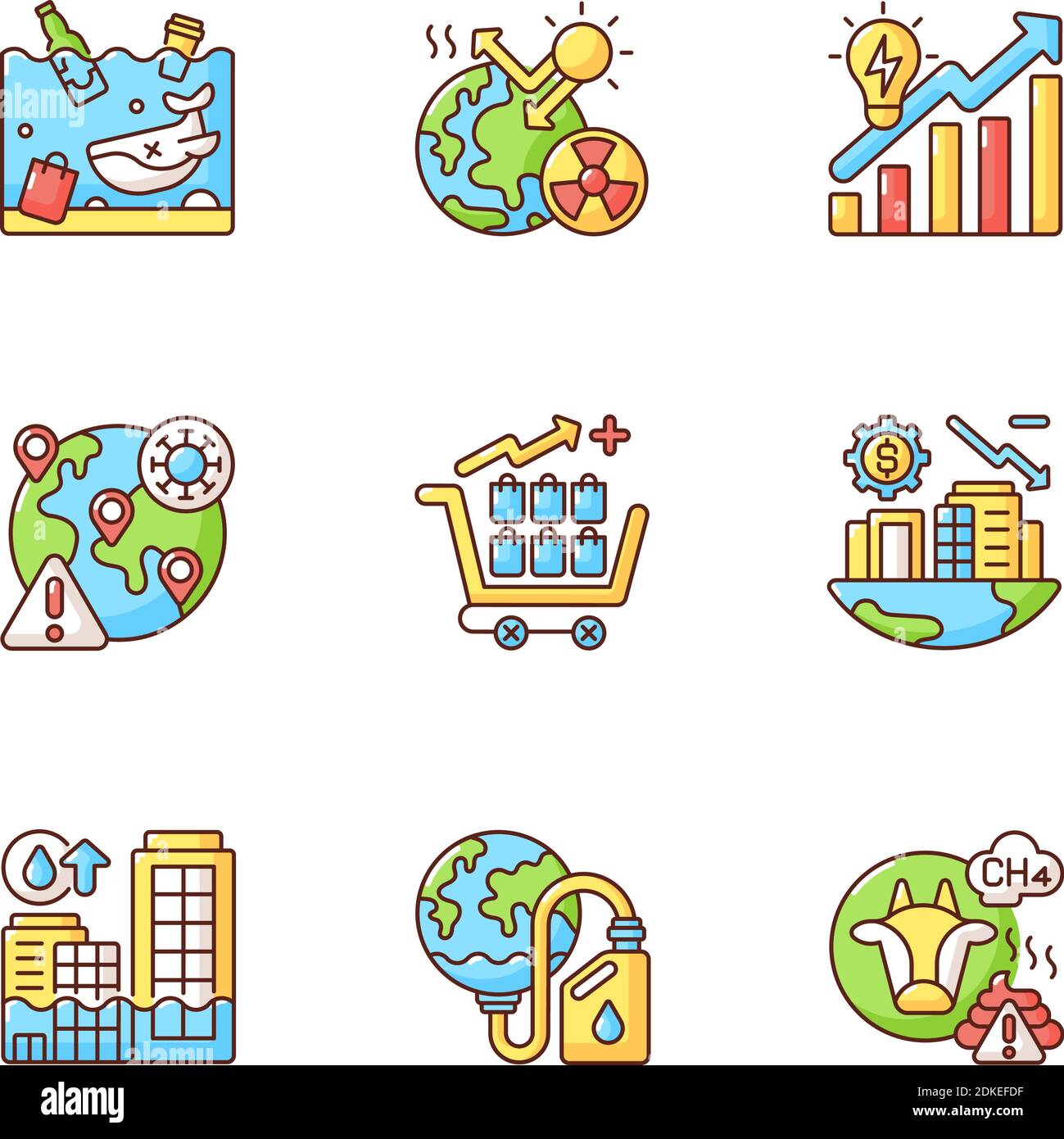 Global warming RGB color icons set Stock Vector Image & Art - Alamy