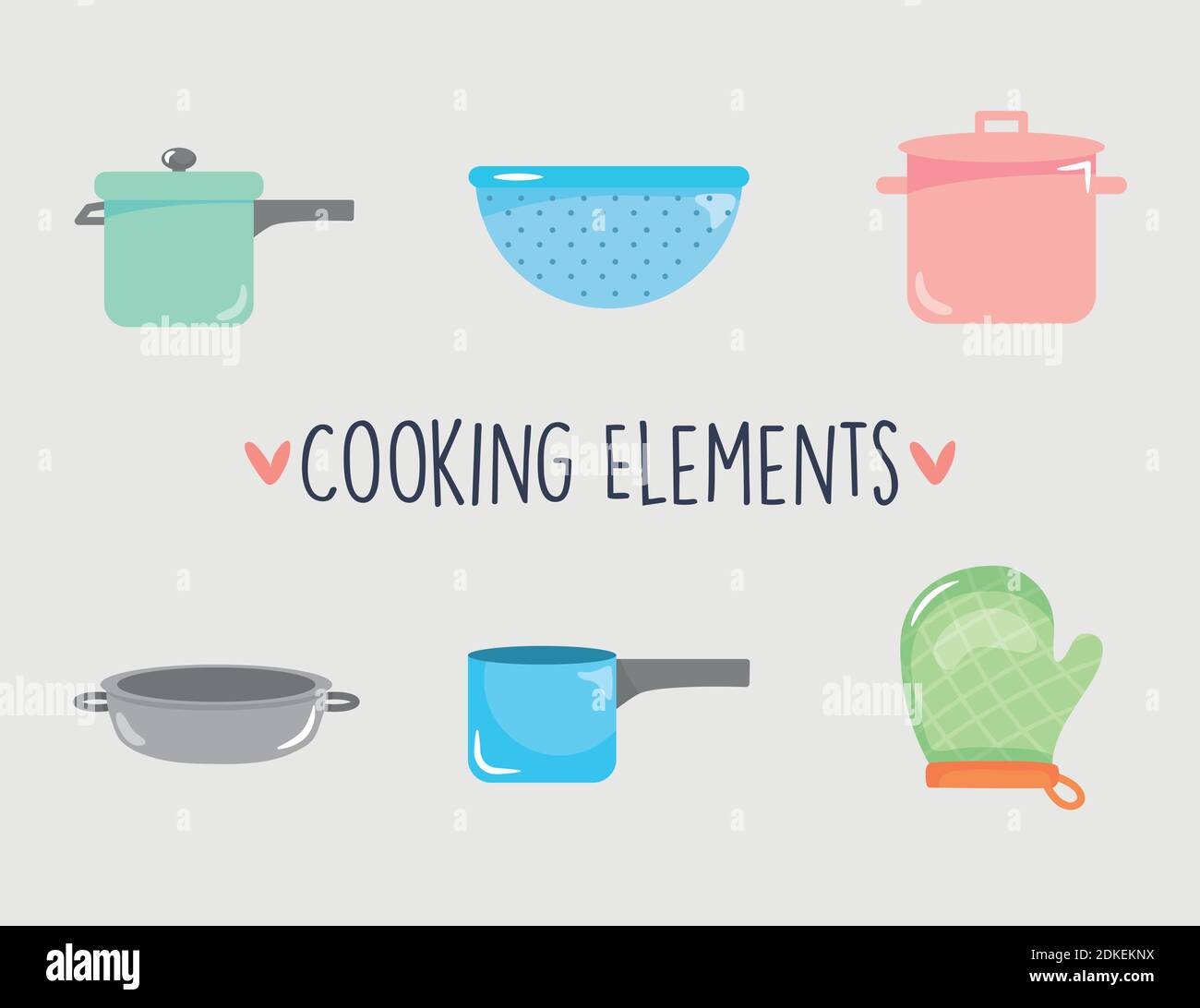icon set of cooking elements over gray background, colorful design ...