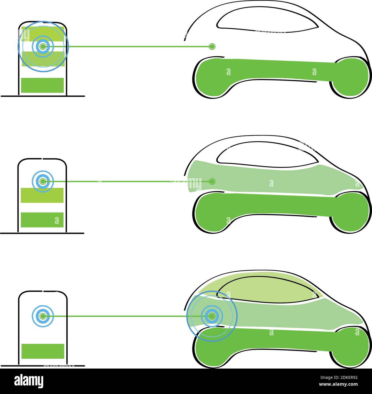 Vector. An electric car refueling fast charge. Ecology for the
