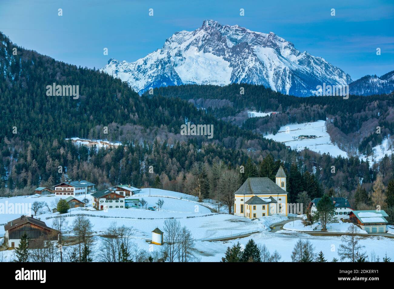 the alpine village of Ettenberg, Marktscellenberg, Berchtesgadener Land, Bavaria, Oberbayern, Germany, Europe Stock Photo