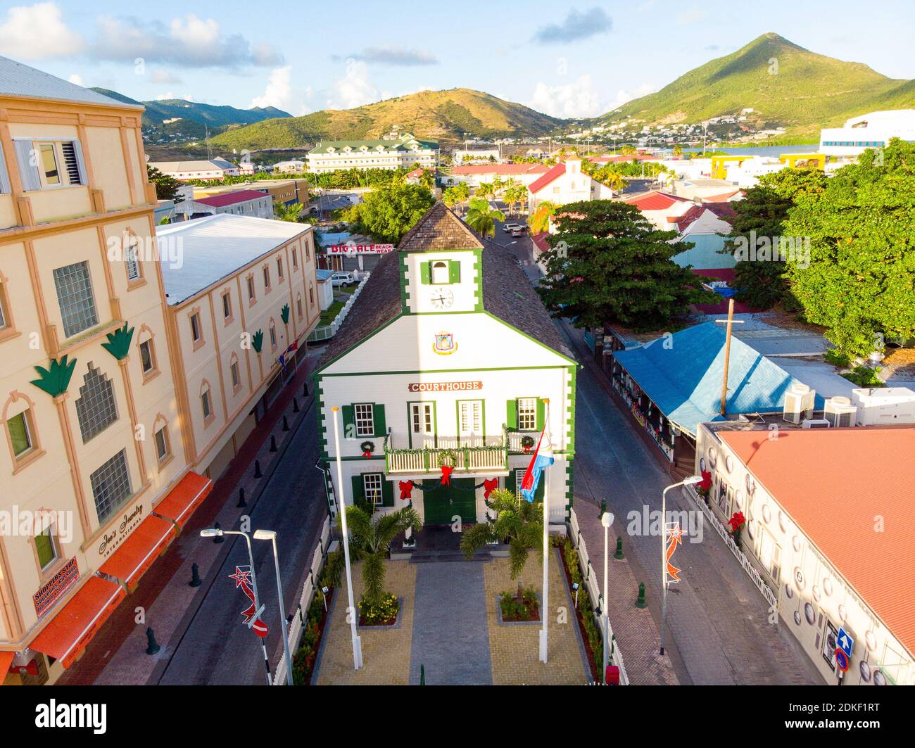 Scenic view of the caribbean island of St.Maarten. The island of Dutch Sint Maaarten. Stock Photo