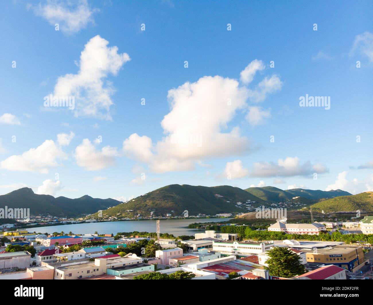 Scenic view of the caribbean island of St.Maarten. The island of Dutch Sint Maaarten. Stock Photo