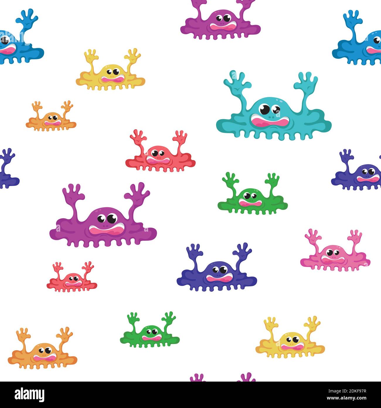 seamless pattern with monsters halloween on a white background. Stock Vector