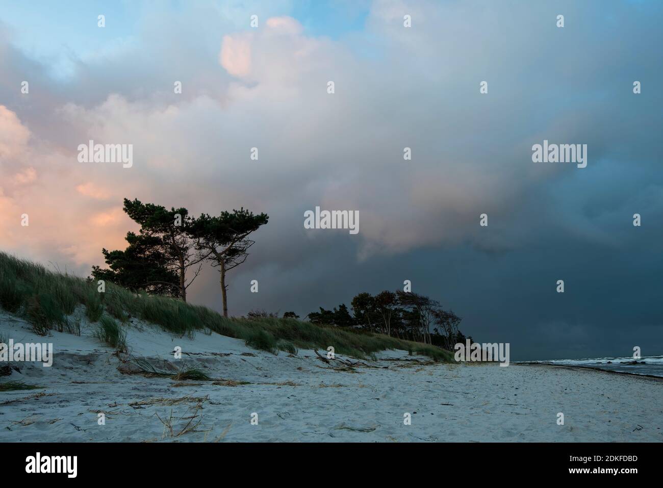 Germany, Mecklenburg-Western Pomerania, Prerow, sunrise on the west beach, Baltic Sea Stock Photo