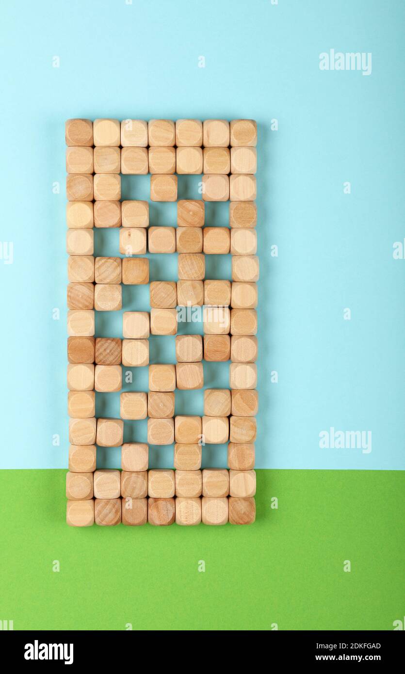 High Angle View Of Wooden Blocks On Table Stock Photo