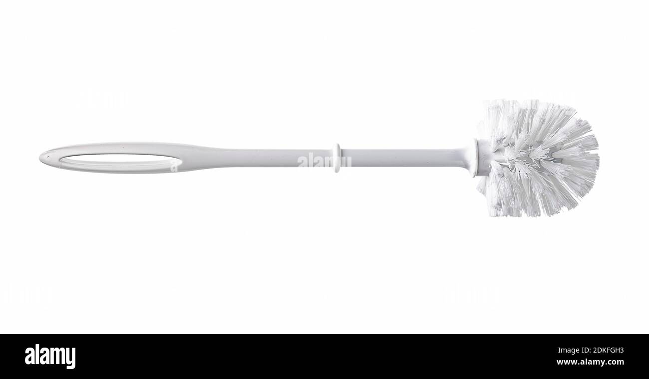 White toilet brush against a white background Stock Photo