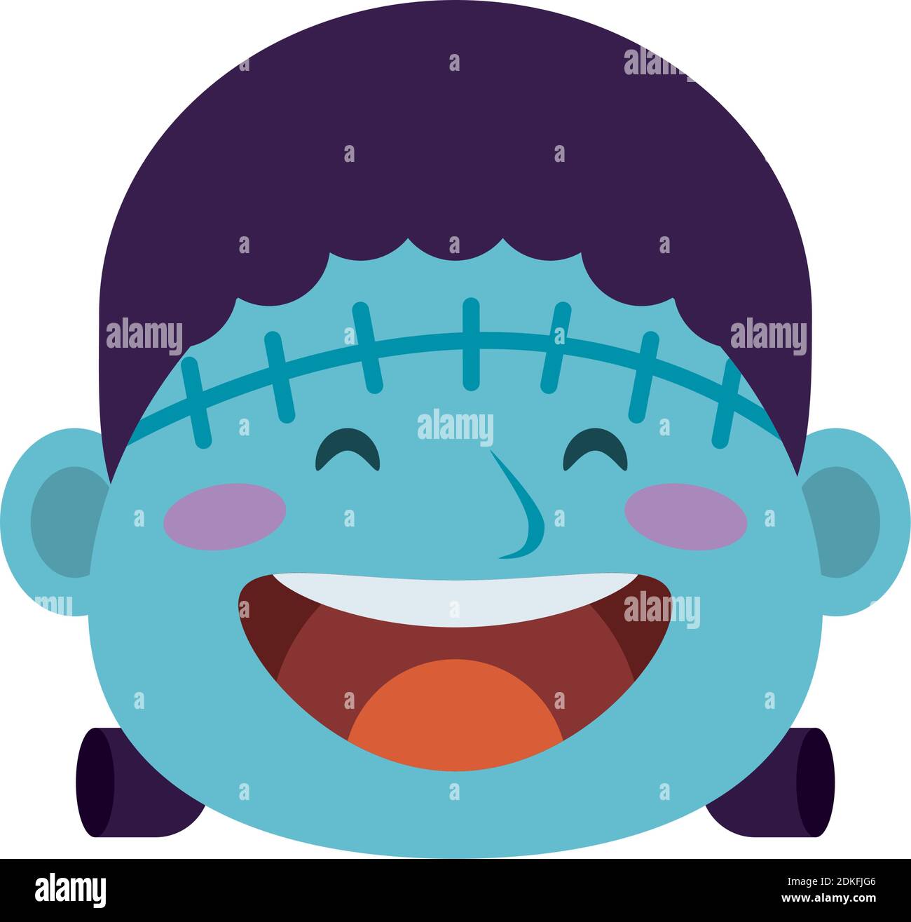 cute little boy dressed as a frankenstein head character vector ...