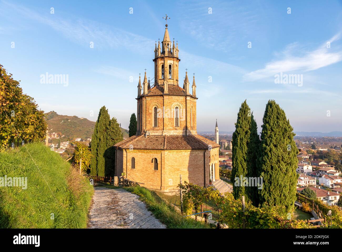 Temple of S. Martino among the vineyards, Colle di San Martino Church, Col San Martino, Treviso province, Veneto, Italy Stock Photo