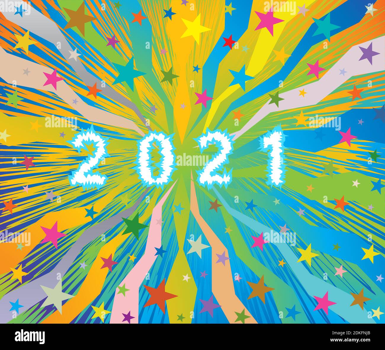 Happy New Year 2021 celebratory colorful burst background with stars and  frozen ice number letters 2021. EPS file available Stock Vector Image & Art  - Alamy