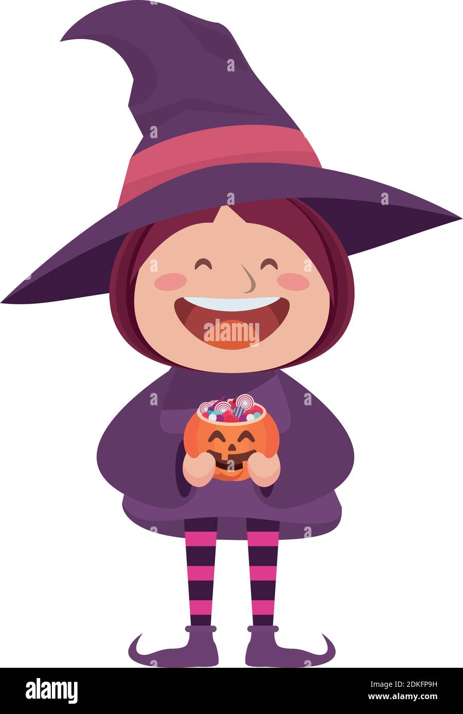 cute little girl dressed as a witch vector illustration design Stock ...