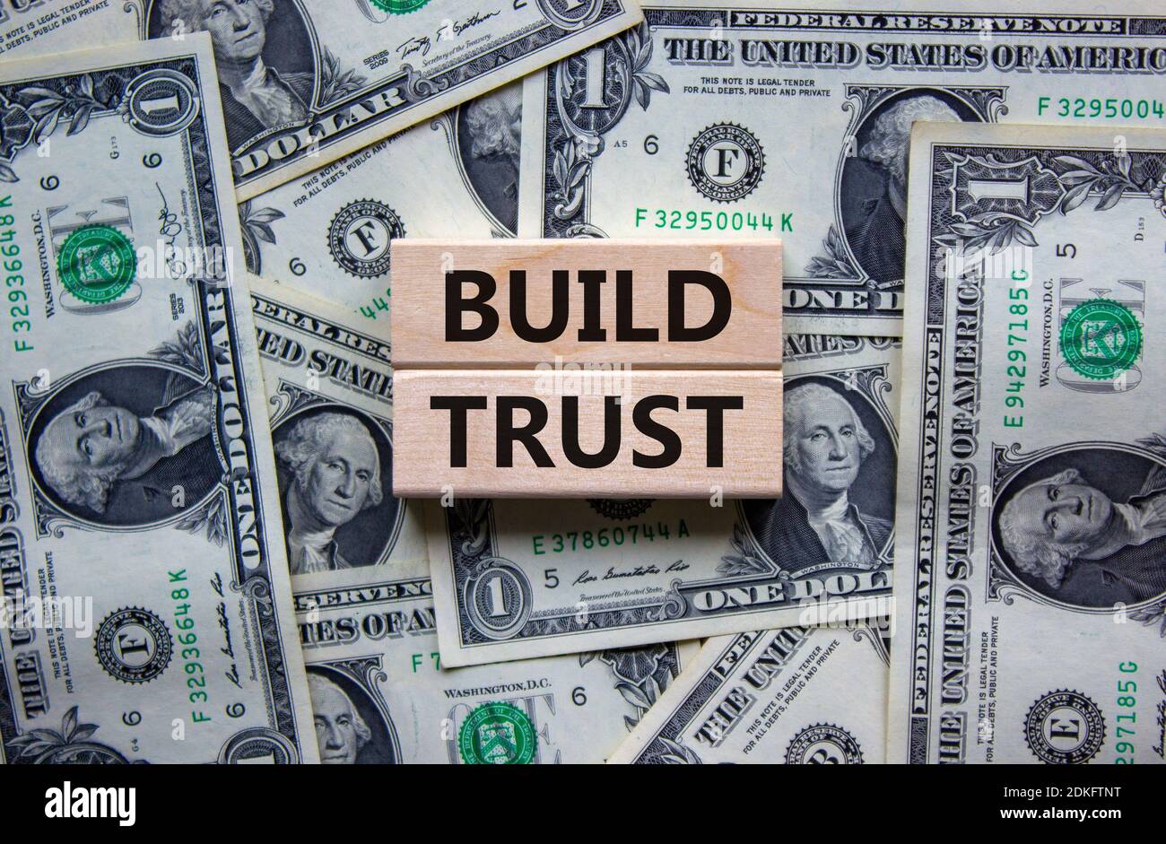 Build trust symbol. Concept words 'build trust' on wooden blocks on a ...
