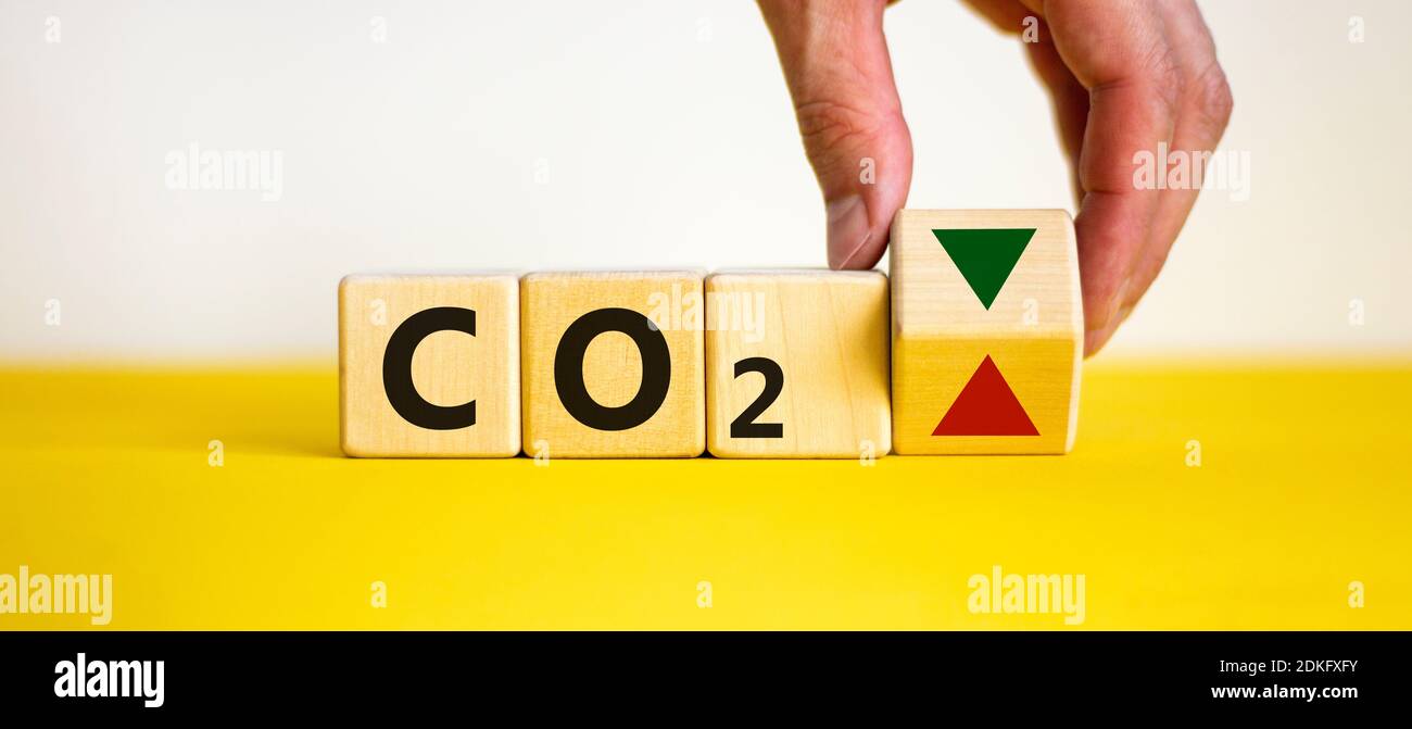 CO2 changes symbol. Concept words 'CO2' on cubes and blocks on a ...
