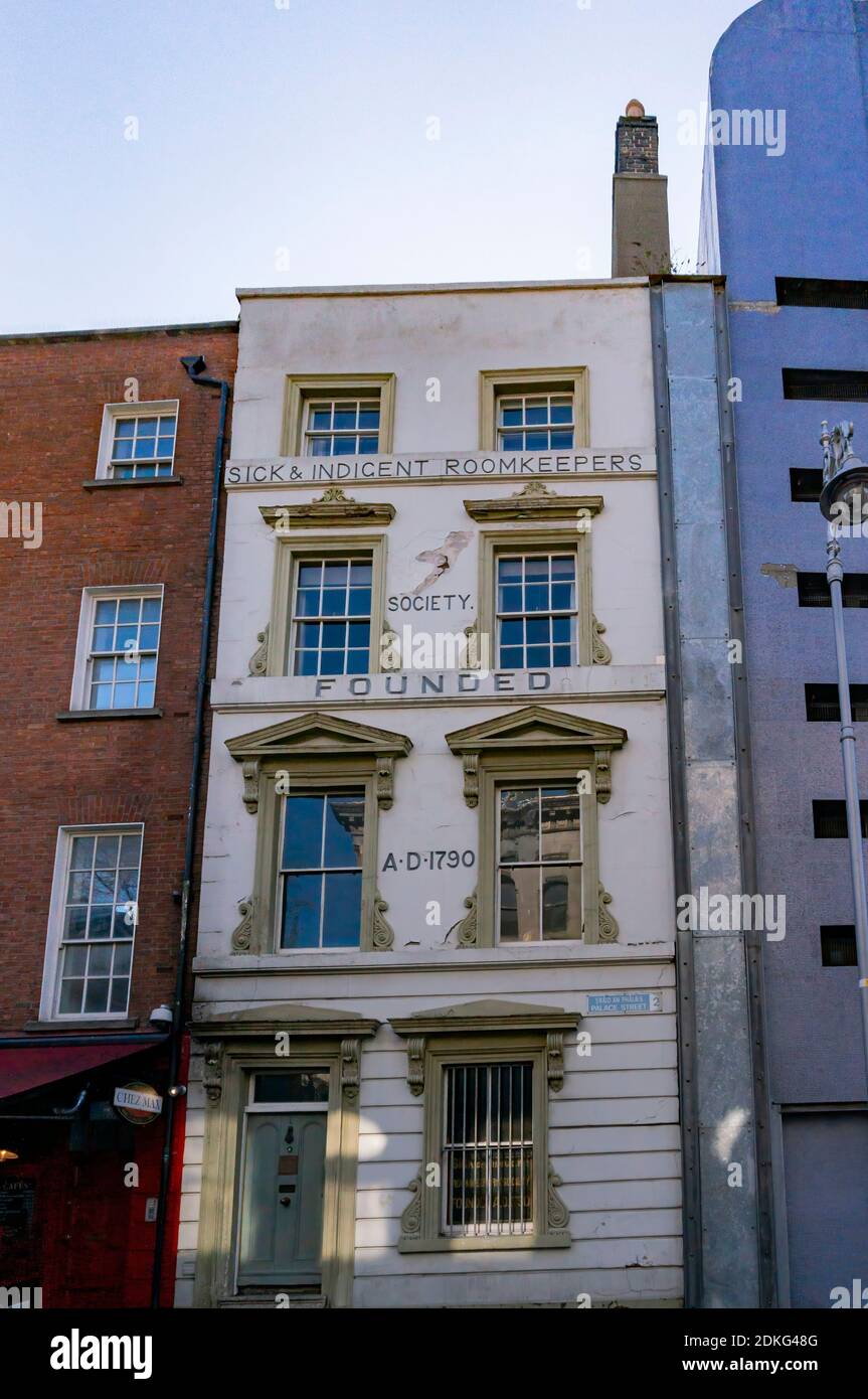 Dublin, MAY 4, 2017 - Exterior view of the Sick and Indigent Roomkeepers Society Stock Photo