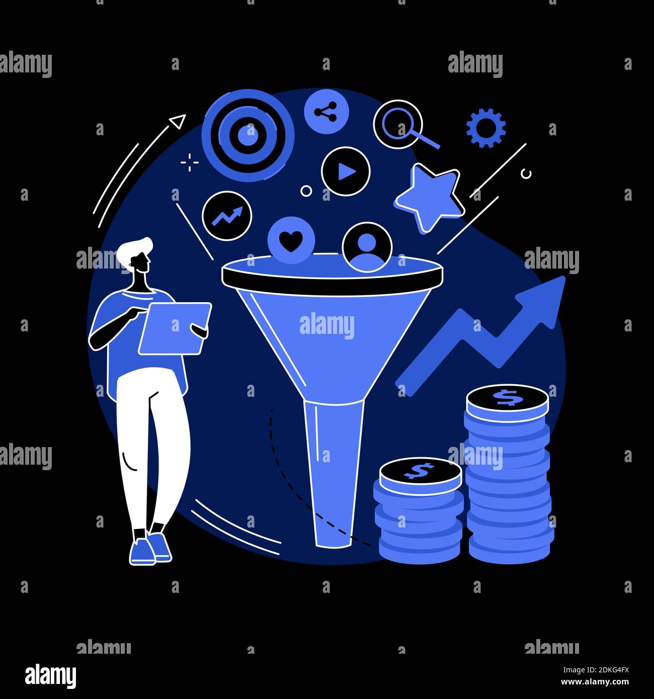 Marketing funnel abstract concept vector illustration Stock Vector