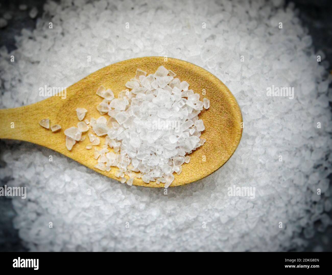 High Angle View Of Salt On Table Stock Photo