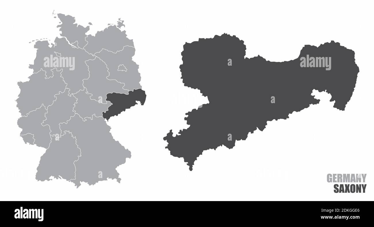 Saxony silhouette map Stock Vector